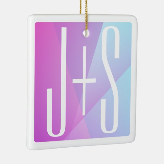 Cool Geometrisch Roze & Paars | Koppels Initialen Keramisch Ornament (Rechts)