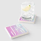 Cool Geometrisch Roze & Paars | Koppels Initialen Stenen Onderzetter (Zijkant)
