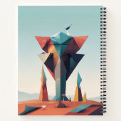 Cool geometrische kunst Big bird Blauw en perzik Notitieboek (Achterkant)