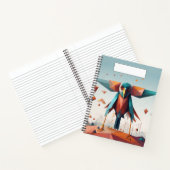 Cool geometrische kunst Big bird Blauw en perzik Notitieboek (Binnen)