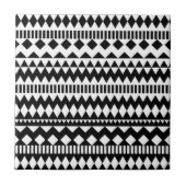 Cool Geometry Black White Aztec Tribal Patroon Tegeltje (Voorkant)