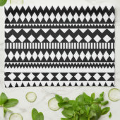 Cool Geometry Black White Aztec Tribal Patroon Theedoek (Gevouwen)