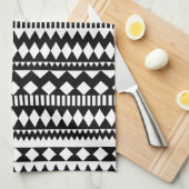 Cool Geometry Black White Aztec Tribal Patroon Theedoek (Quarter Fold)