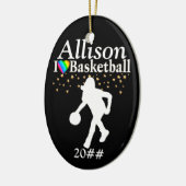 COOL GEPERSONALISEERD BASKETBAL KERSTORNAMENT KERAMISCH ORNAMENT (Links)