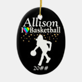 COOL GEPERSONALISEERD BASKETBAL KERSTORNAMENT KERAMISCH ORNAMENT (Voorkant)