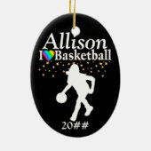 COOL GEPERSONALISEERD BASKETBAL KERSTORNAMENT KERAMISCH ORNAMENT (Achterkant)