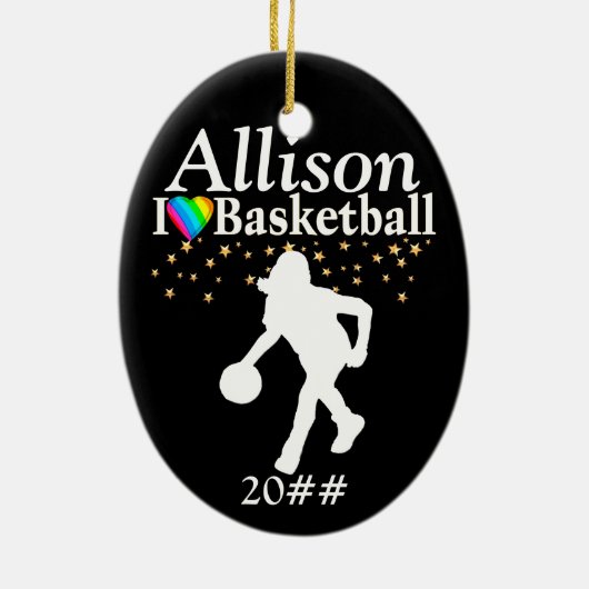 COOL GEPERSONALISEERD BASKETBAL KERSTORNAMENT KERAMISCH ORNAMENT (Achterkant)