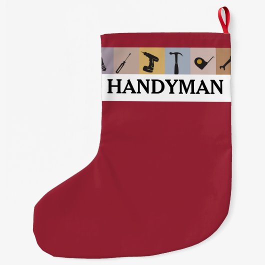 Cool Gepersonaliseerd Handyman Working Mannen Tool Grote Kerstsok (Achterkant)