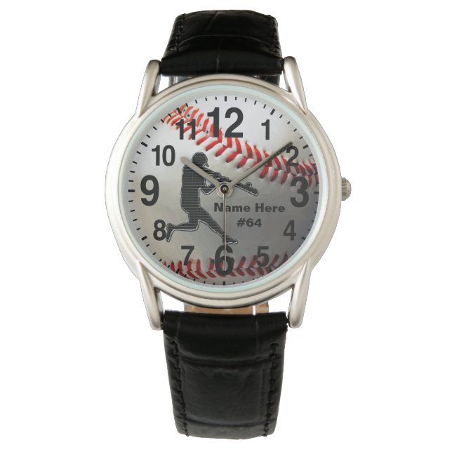 Cool Gepersonaliseerd Honkbal Horloge voor Jongens (Voorkant)