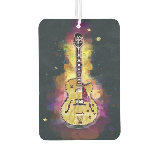 Cool gepersonaliseerde gitaar kunst | Heldergeel r Luchtverfrisser (Achterkant)