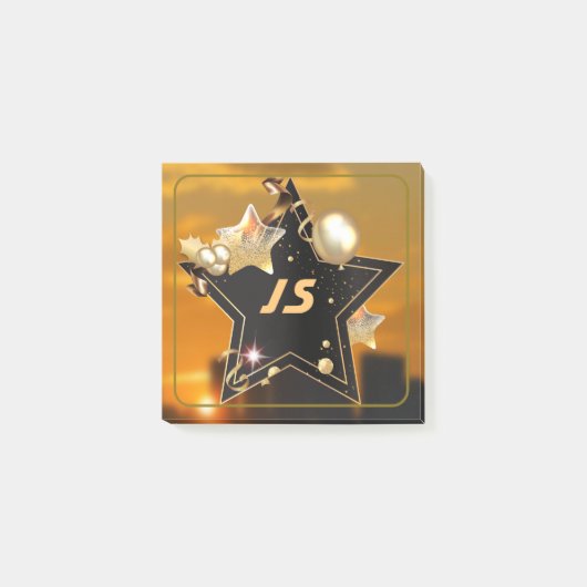 Cool Gepersonaliseerde Gouden Zwarte Sterren Post- Post-it® Notes (Voorkant)