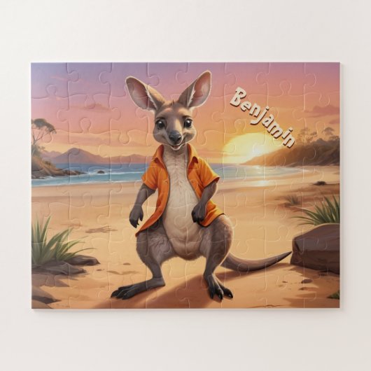 Cool gepersonaliseerde kangoeroe legpuzzel (Horizontaal)