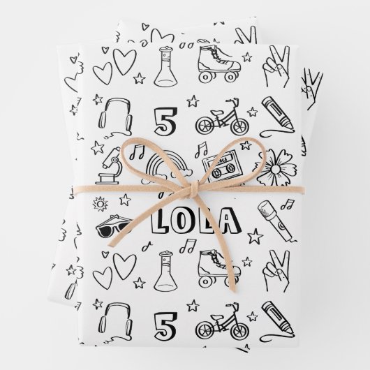 Cool Gepersonaliseerde Kinder Kleurplaat Verjaarda Inpakpapier Vel (In situ)