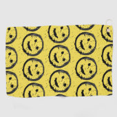 Cool Geproduceerd Gelukkig glimlachend gele gezich Golfhanddoek (Horizontaal)