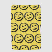 Cool Geproduceerd Gelukkig glimlachend gele gezich Golfhanddoek (Voorkant)