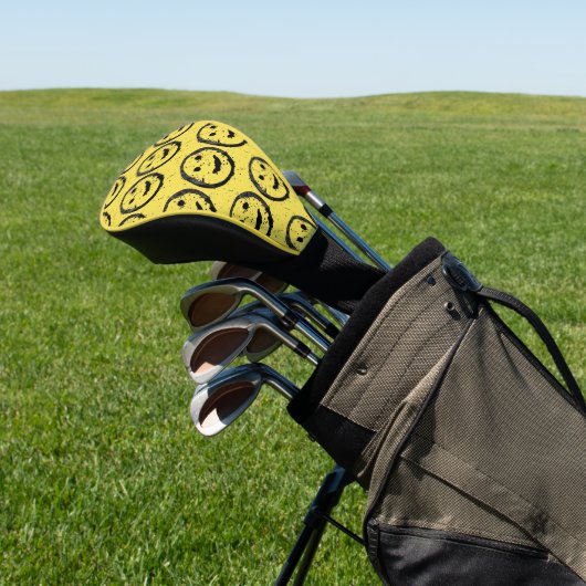 Cool Geproduceerd Gelukkig glimlachend gele gezich Golfheadcover (Insitu)