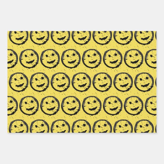 Cool Geproduceerd Gelukkig glimlachend gele gezich Inpakpapier Vel (Voorkant)
