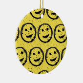 Cool Geproduceerd Gelukkig glimlachend gele gezich Keramisch Ornament (Rechts)