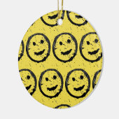 Cool Geproduceerd Gelukkig glimlachend gele gezich Keramisch Ornament (Links)