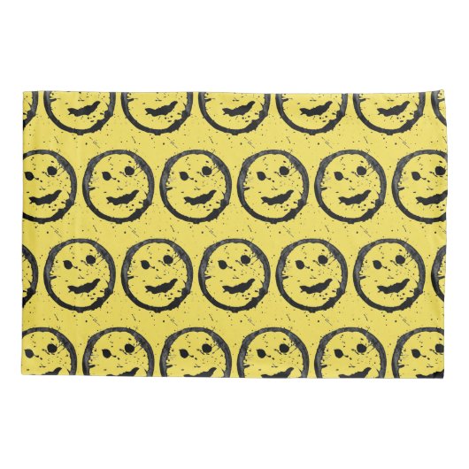 Cool Geproduceerd Gelukkig glimlachend gele gezich Kussensloop (Achterkant)