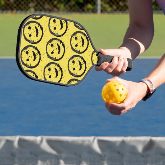 Cool Geproduceerd Gelukkig glimlachend gele gezich Pickleball Paddle (Insitu)