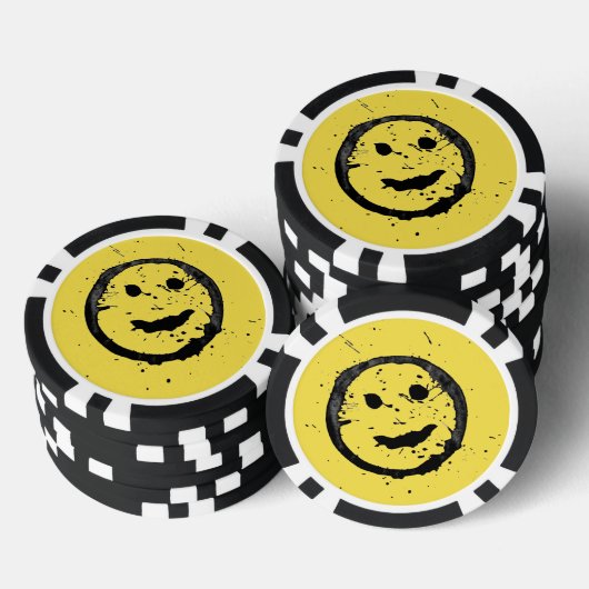 Cool Geproduceerd Gelukkig glimlachend gele gezich Poker Chips (Opstapeling)