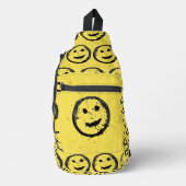 Cool Geproduceerd Gelukkig glimlachend gele gezich Sling Bag (Voorkant)
