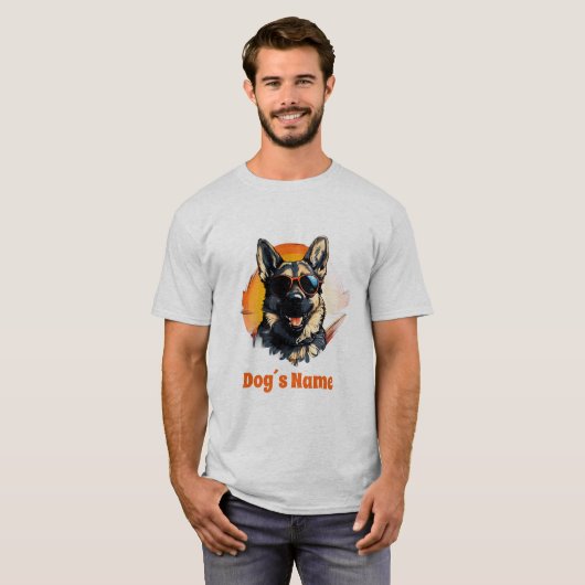 Cool German Shepherd met zonnebril T-shirt (Voorkant volledig)