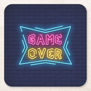 Cool Gesimuleerd Neon GAME OVER bord Kartonnen Onderzetters