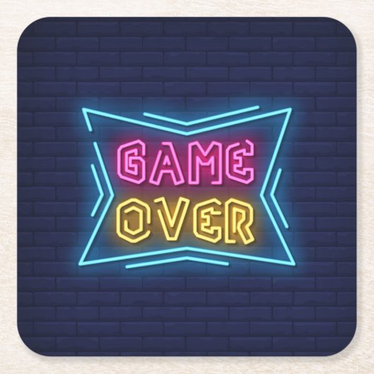 Cool Gesimuleerd Neon GAME OVER bord Kartonnen Onderzetters (Voorkant)