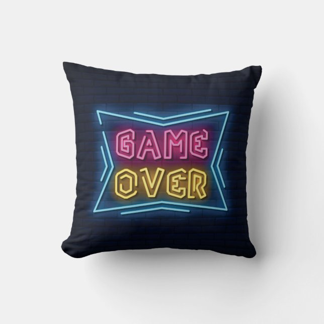 Cool Gesimuleerd Neon GAME OVER bord Kussen (Voorkant)