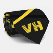 Cool Gestreepte Gitaar Geel Zwarte Initialen Stropdas (Opgerold)