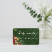 Cool Geweldige Kerstfeest Green Starry Sky Visitekaartje (Staand voorkant)