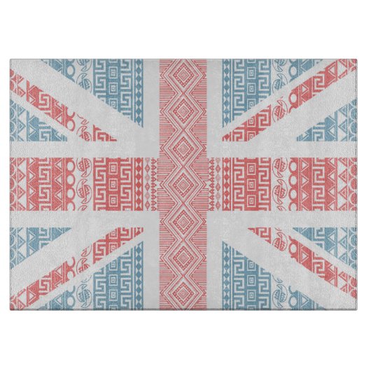 Cool geweldige trendy Aztec U.K.Union Jack Flag Snijplank (Voorkant)
