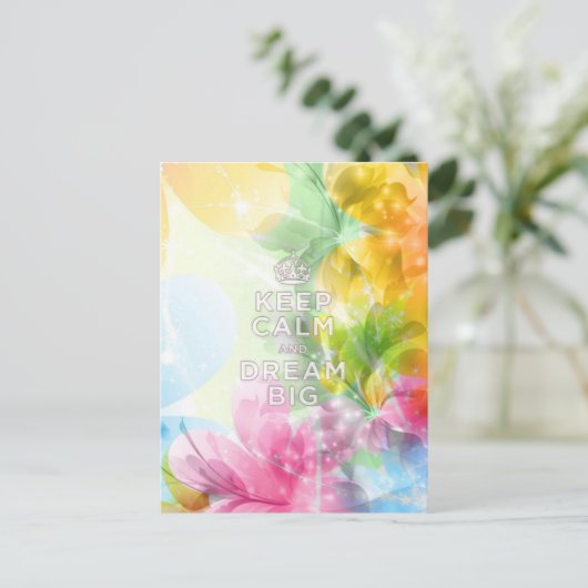 Cool geweldige trendy quote "Keep Calm and Dream B Briefkaart (Staand voorkant)