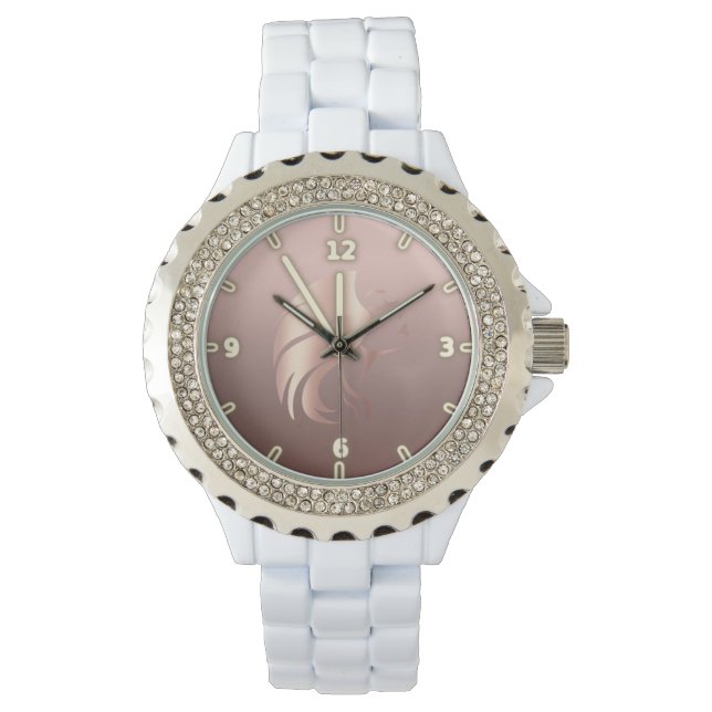 Cool Gezichts Silhouet ,Meisje Horloge (Voorkant)