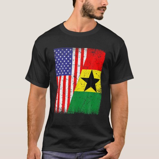 Cool Ghana Flag USA American Flag Patriotic T-shirt (Voorkant)