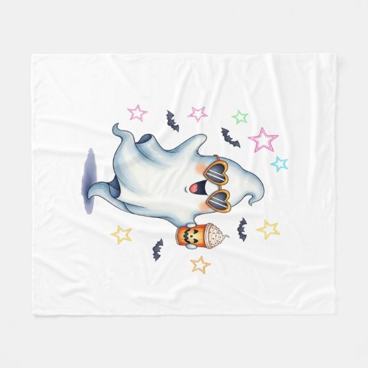 Cool Ghost Halloween vibes Fleece Deken (Voorkant (Horizontaal))