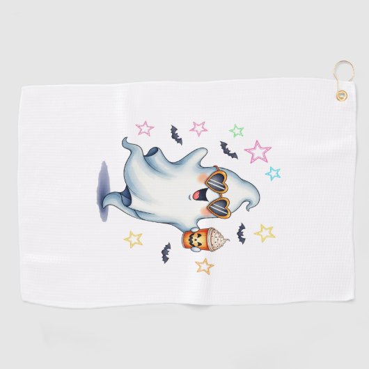 Cool Ghost Halloween vibes Golfhanddoek (Horizontaal)