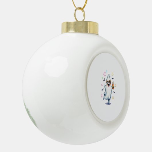 Cool Ghost Halloween vibes Keramische Bal Ornament (Links)
