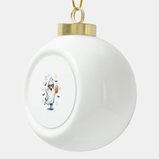 Cool Ghost Halloween vibes Keramische Bal Ornament (Rechts)