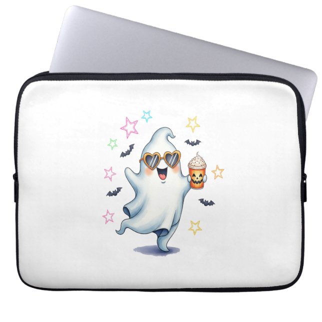Cool Ghost Halloween vibes Laptop Sleeve (Voorkant)