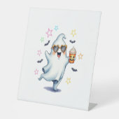 Cool Ghost Halloween vibes Reclamebord Met Voetstuk (Voorkant)