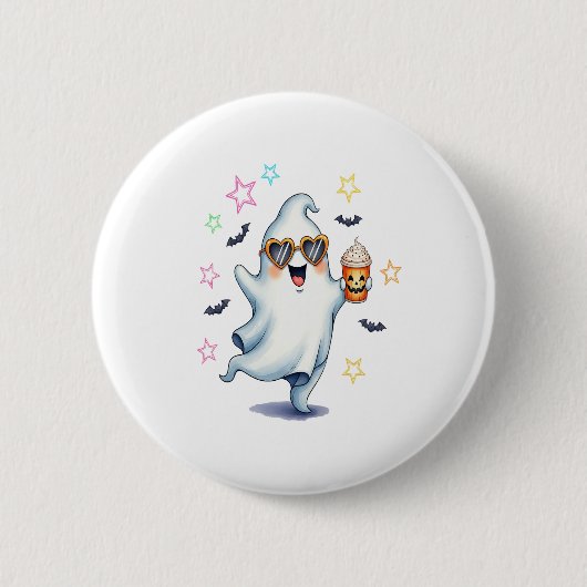 Cool Ghost Halloween vibes Ronde Button 5,7 Cm (Voorkant)
