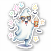 Cool Ghost Halloween vibes Sticker (Voorkant)
