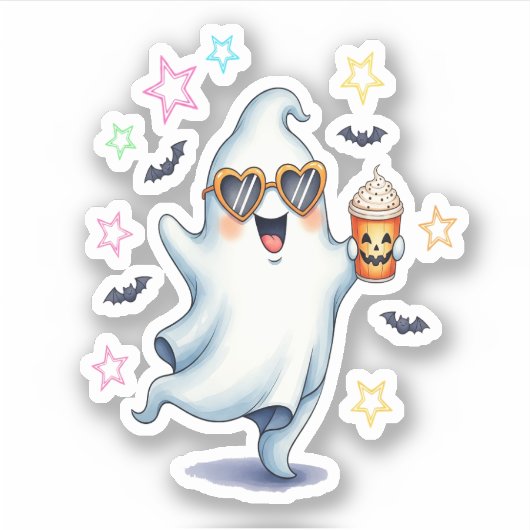 Cool Ghost Halloween vibes Sticker (Voorkant)