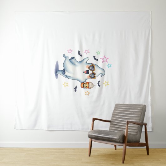 Cool Ghost Halloween vibes Wandkleed (In Situ (horizontaal))