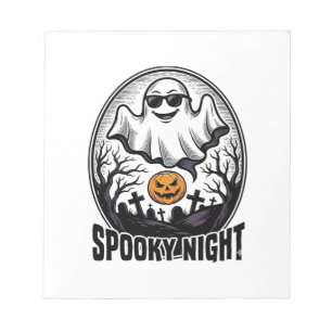 Cool Ghost Halloween Vintage Gravure T-shirt Kunst Notitieblok