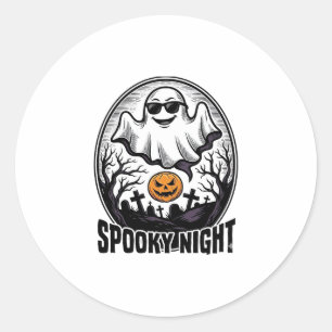 Cool Ghost Halloween Vintage Gravure T-shirt Kunst Ronde Sticker