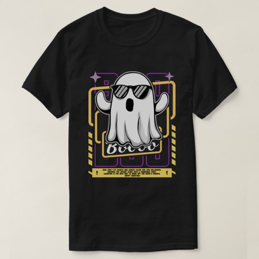 Cool Ghost Met Zonnebril Grappig Halloween Boek T-shirt (Design voorkant)